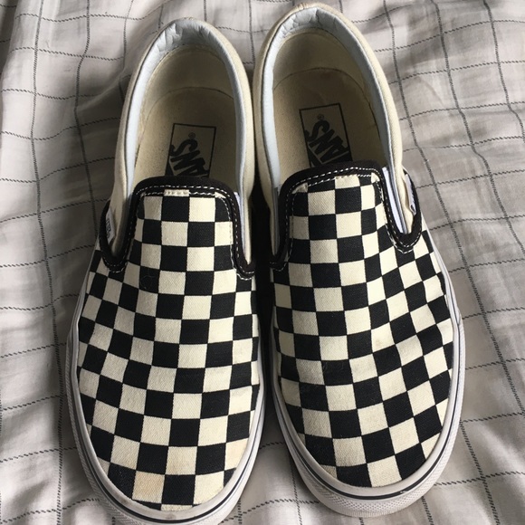 Vans Shoes - Vans slip on black and white checkered